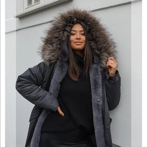 Jane&Tash faux gray on gray parka